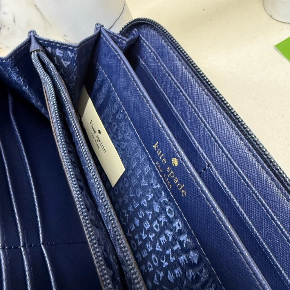 (new+tag) Kate Spade neda long wallet navy polka dots classic